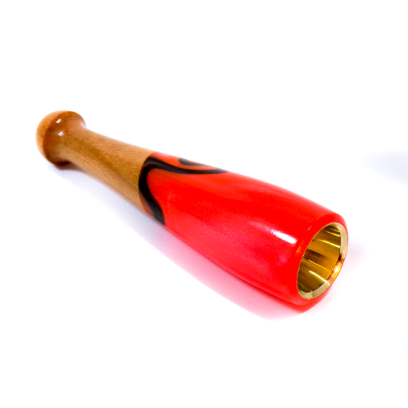 HOLDER-CLASSIC-WOOD-CILIEGIO-RESINA-ORANGE-FLUO- INTERNO-OTTONE-BOCCHINO-SIGARI-CARBONI-ATTIVI