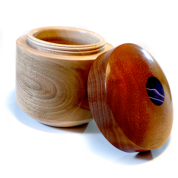 Wooden Jar in Noce Chiaro e Mogano e inserto Resina