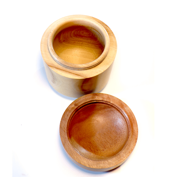 Wooden Jar in Noce Chiaro e Mogano e inserto Resina - immagine 2