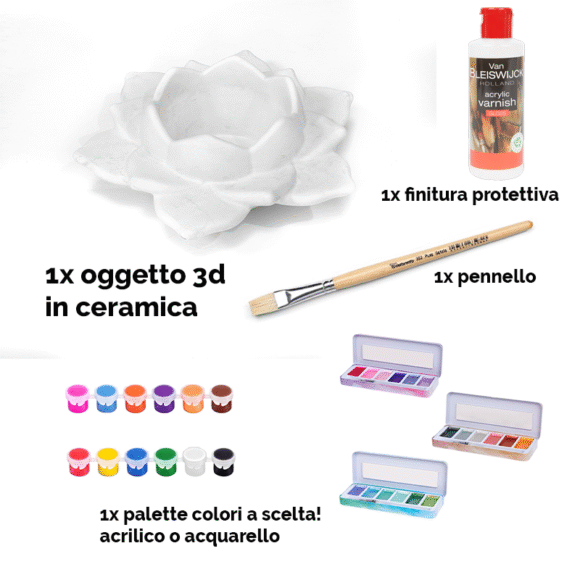 Kit Colora il Tuo Relax: "FIOR DI LOTO" contenitore in ceramica - vari colori+tutto il necessario